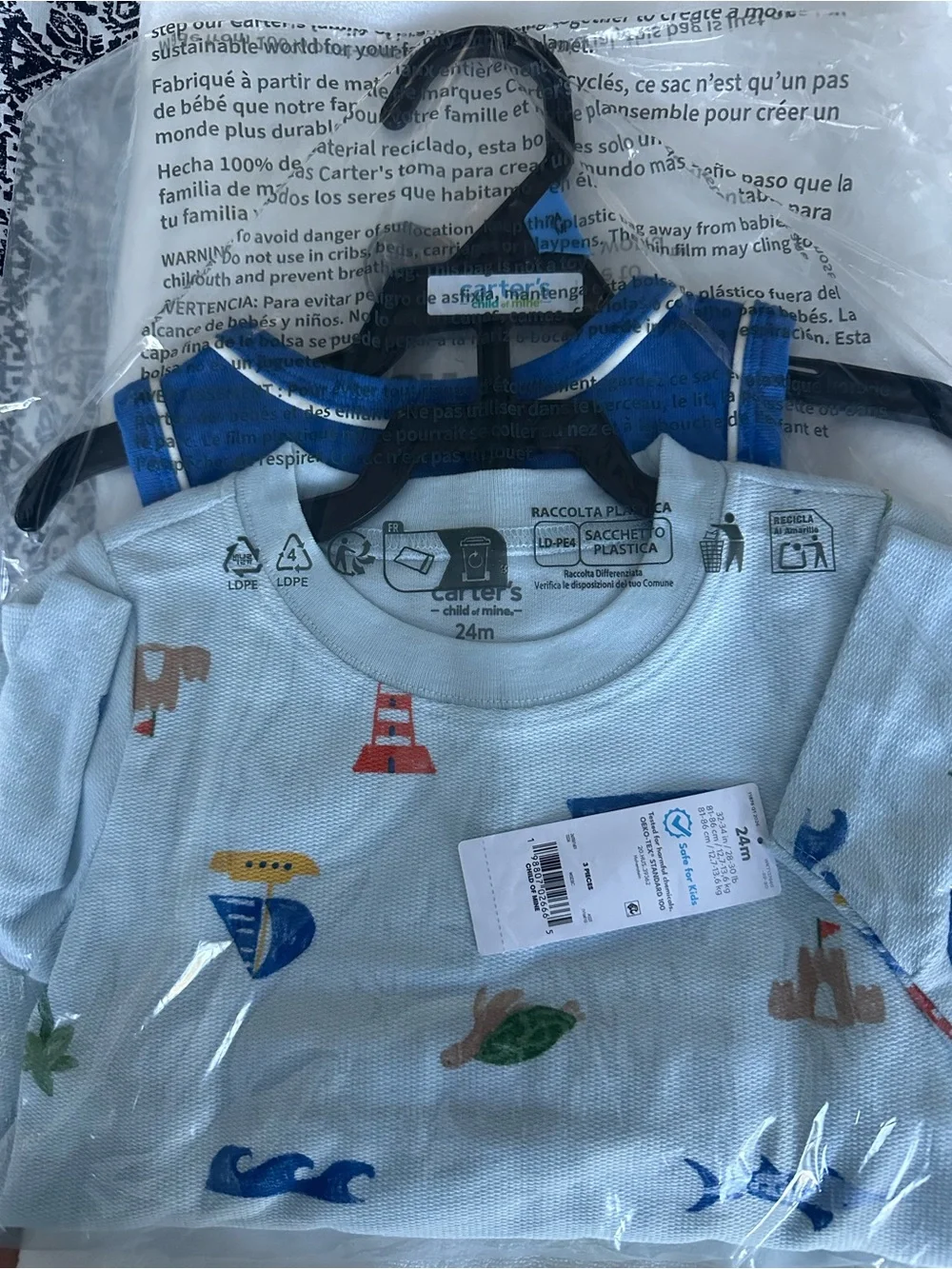 Carter's Light Blue Nautical Print Baby Romper